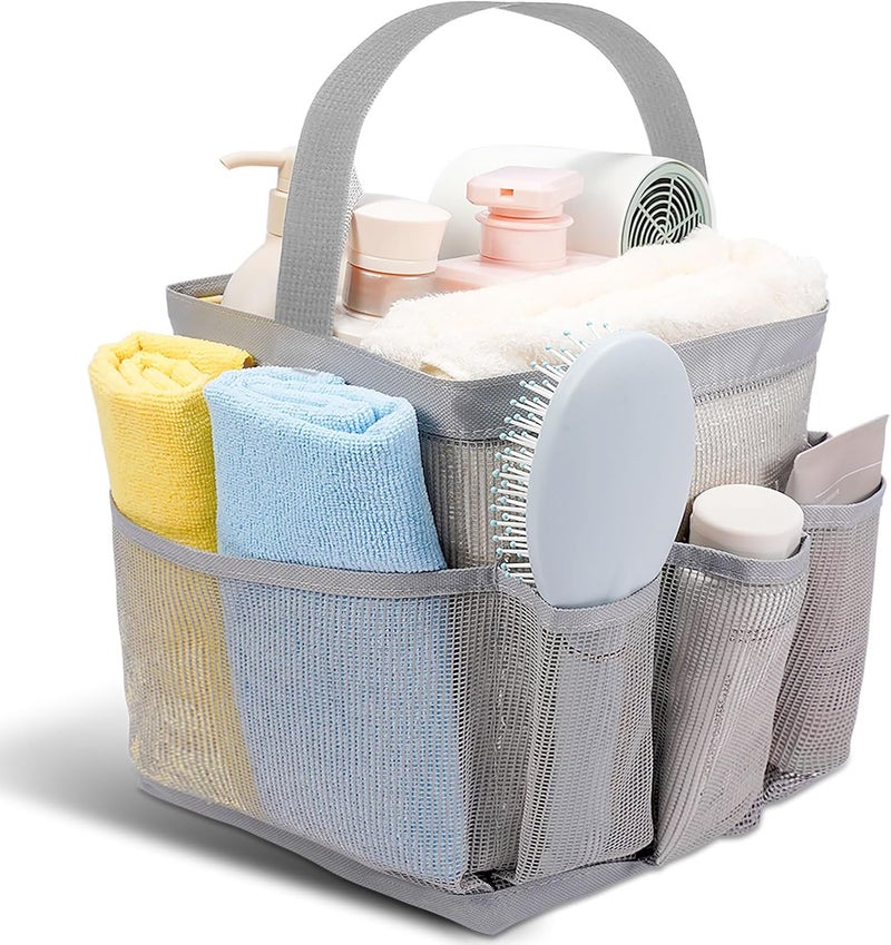 Asisnt Shower Caddy Portable for College Dorm Room Essentials for Girls with 9 Pockets,Large-Capacity Shower Basket,Quick Dry Toiletry Tote Bag for Women,Outdoor Gym,Travel,Swim,Beach Camping Essentials-Grey - Image 1